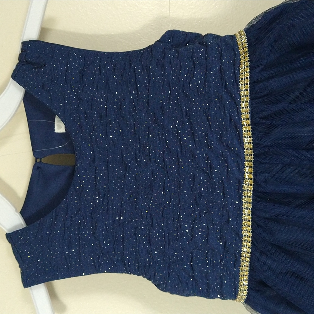 Flower girl dress sleeveless embroidered tulle sparkly dress size 5 - Picture 2 of 14